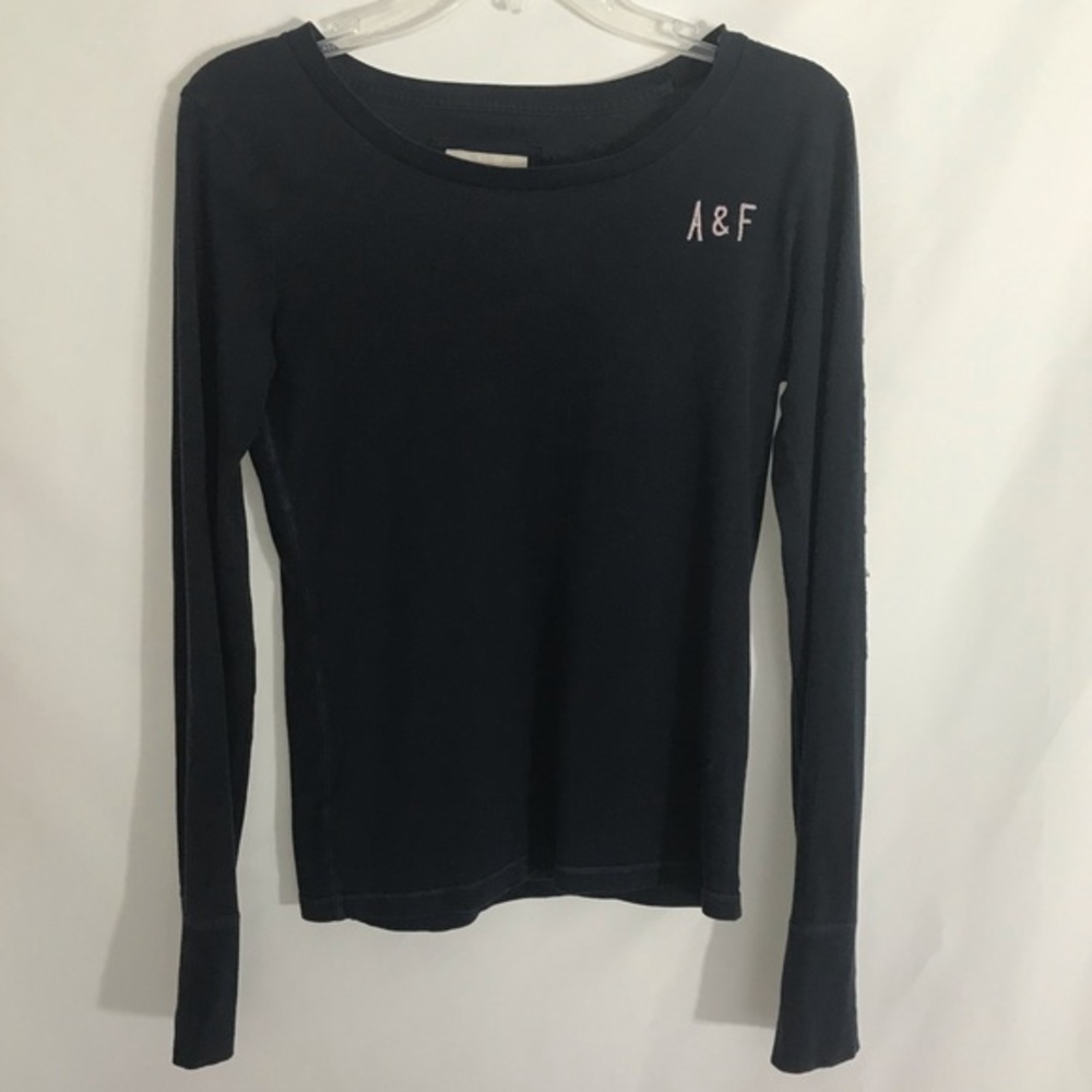 Abercrombie & Fitch Black Long Sleeve Thermal Crewneck Top